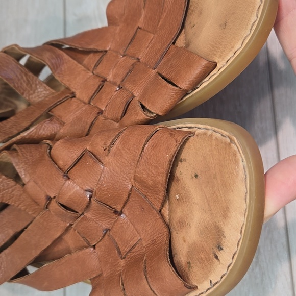 Born Women Brown Leather Woven Sandals Zip Back Sandals Shoes Sz 8M - Picture 6 of 13